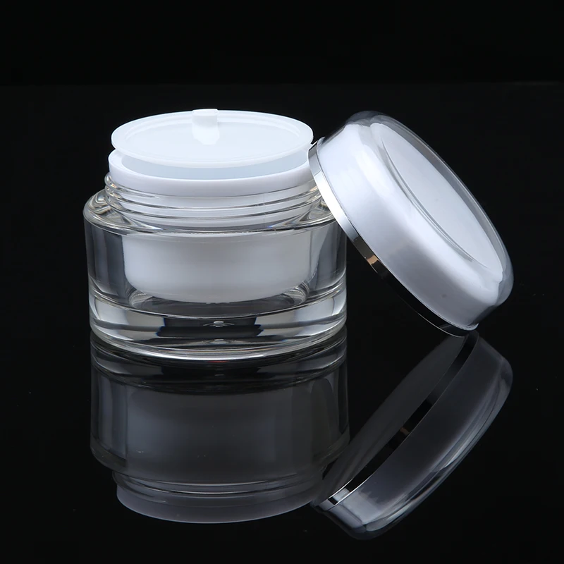 STOCK hot selling 5g 10g 15g 30g 50g empty acrylic PMMA cream Jar Plastic makeup Cosmetic Containers