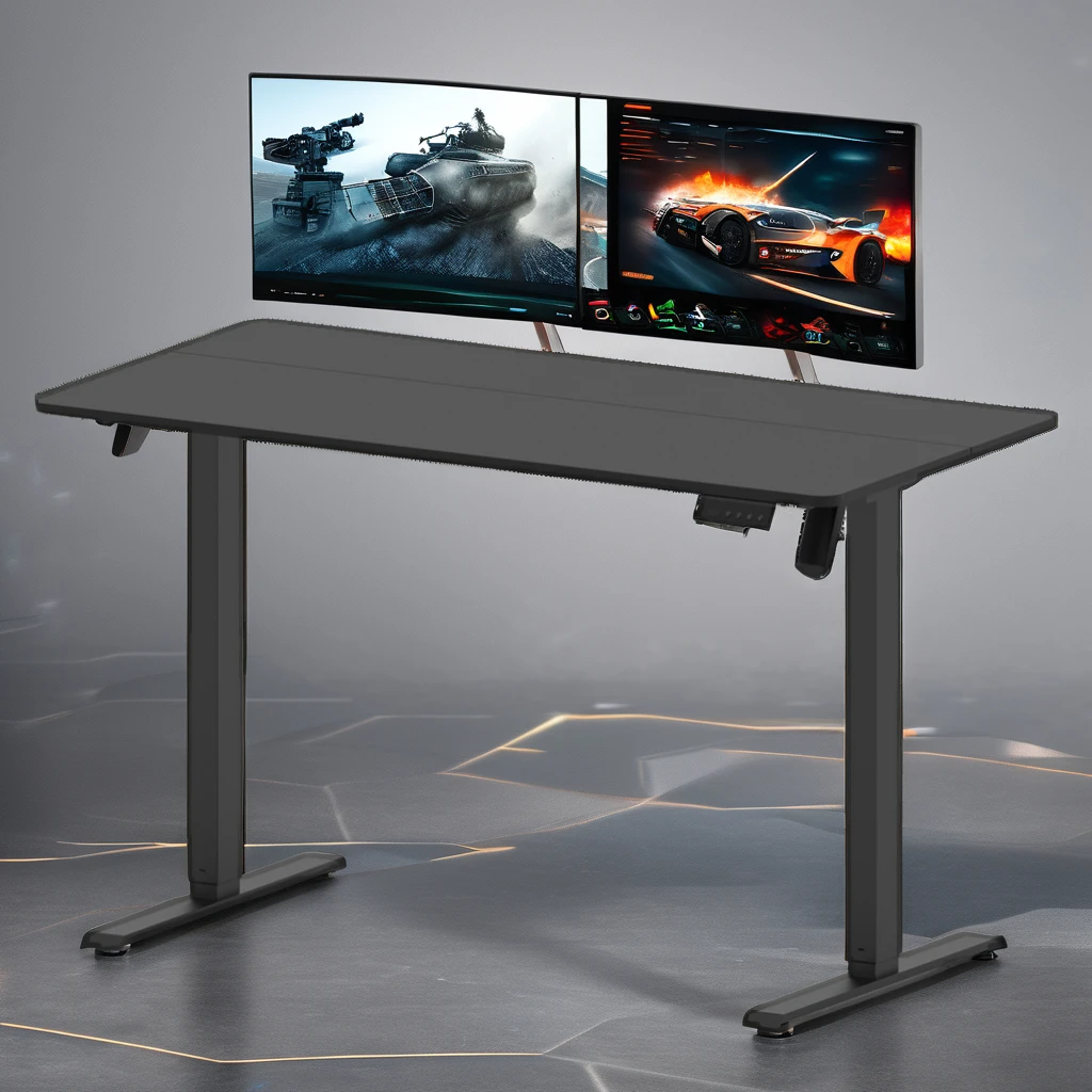 Adjustable RGB Modern Design Gaming Desk with Electric Height Adjuster Revolving & Extendable for Office Use