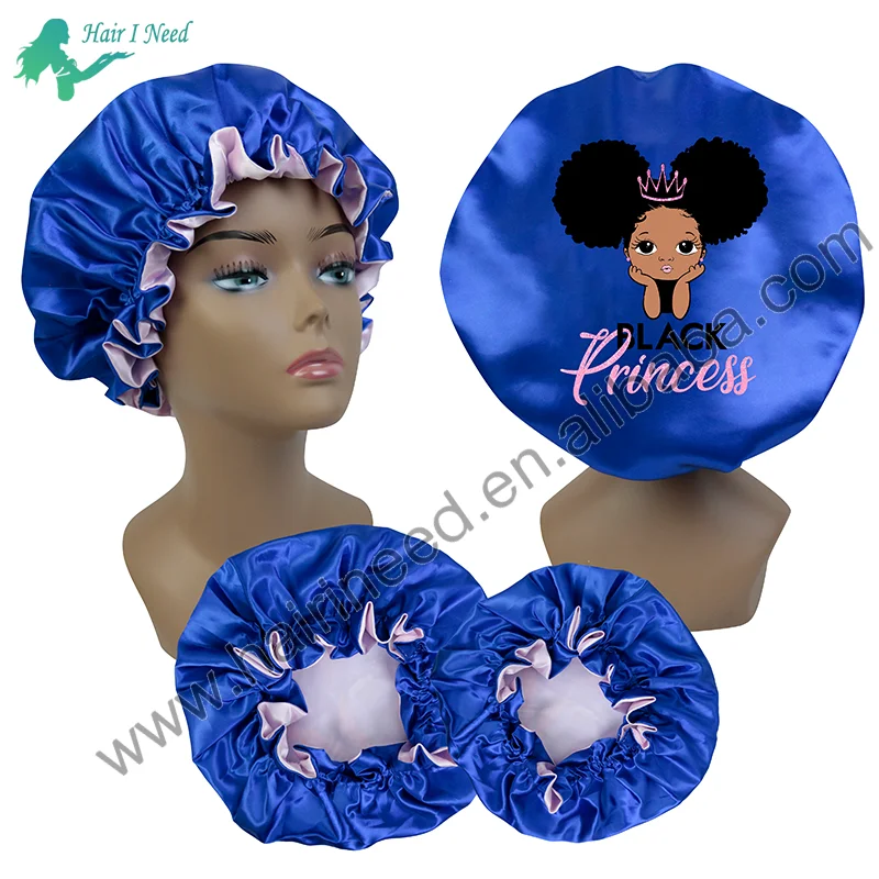 Custom Cartoon Character Satin Bonnet Wholesale Hair Baby Sleeping Cap Designer Double Layer Satin Custom Silk Kids Bonnets