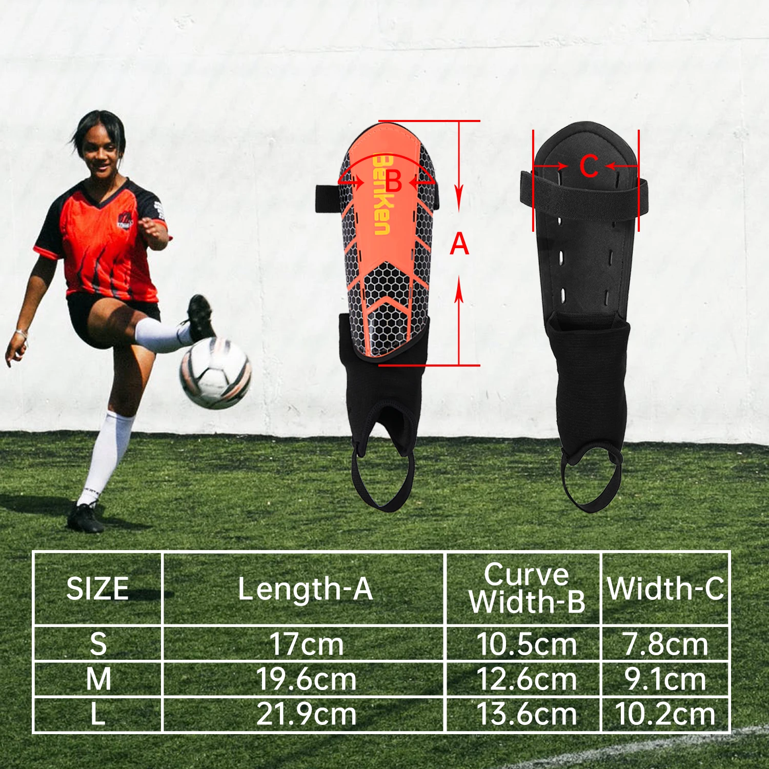 Benken Custom Football Leg Strap Guard Brace Support Pads Calf Compression Sleeve Soccer Shin Guards