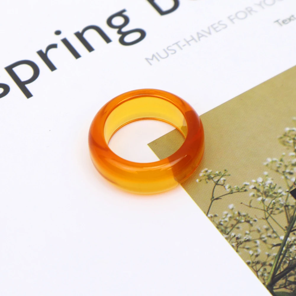 Resin Unisex Ring Transparent Square & Round Pattern Effect Trendy Style for Wedding Engagement Anniversary Party Gift Sp Glue