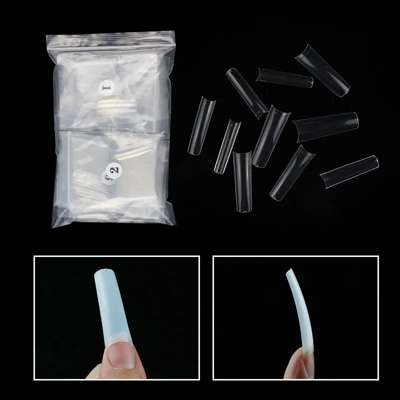 Extra XXL 550pcs Nail Tips Private Label Curve Tapered Square Nail Tips Thin Half Cover French Nail Tips for Finger Application