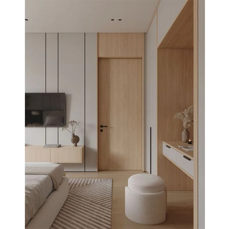 MDF Laminated Wood Internal Hidden Door Sound Proof Modern Design for Bedroom with Paneling