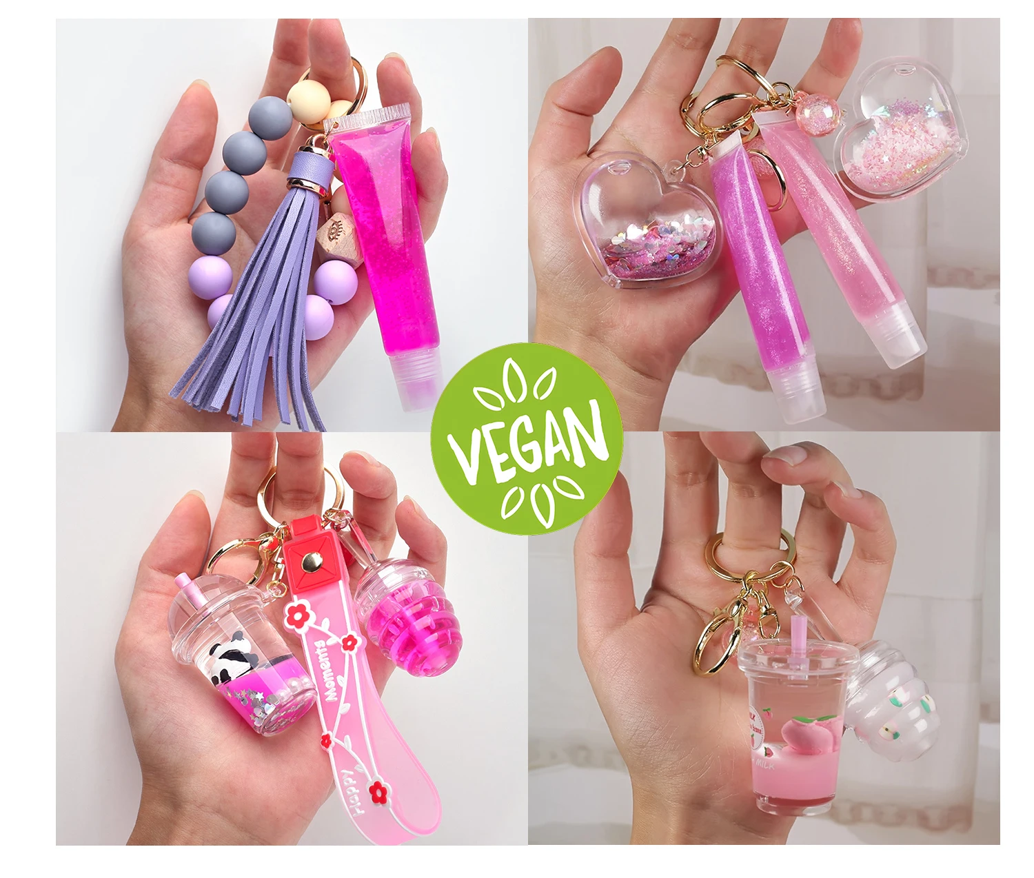 High quality 2022 custom floating milk tea cup kid honey pot lip gloss keychain charms vendors