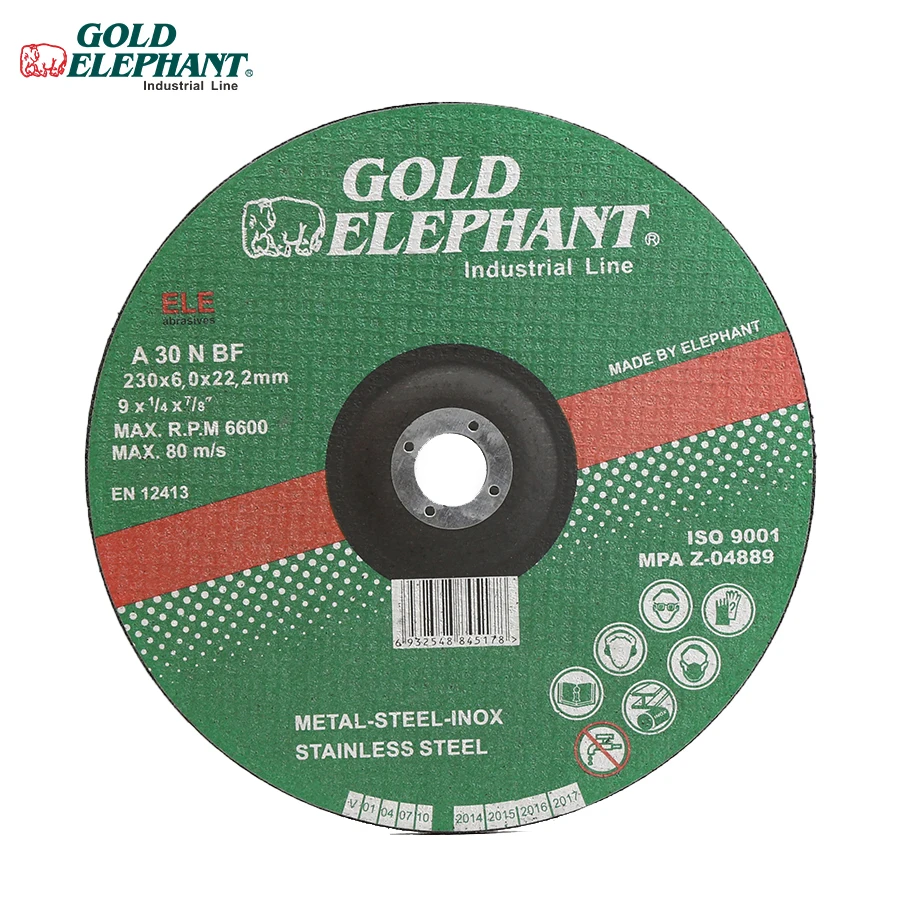 Gold Elephant 9 inch grinding wheel 230x6.0x22.2mm resin grinding disc for all metal grinding