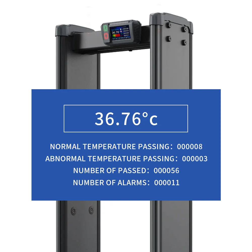 Multi zones Door Frame Metal Detector Walk Through Metal Detector Security Gate for Temperature Checking