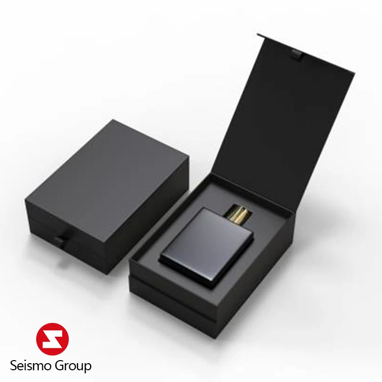 Custom Print Luxury Perfume Lotion Bottle Packing Special Paper Leather Cologne Gift Set Black Packaging Box Design With Insert