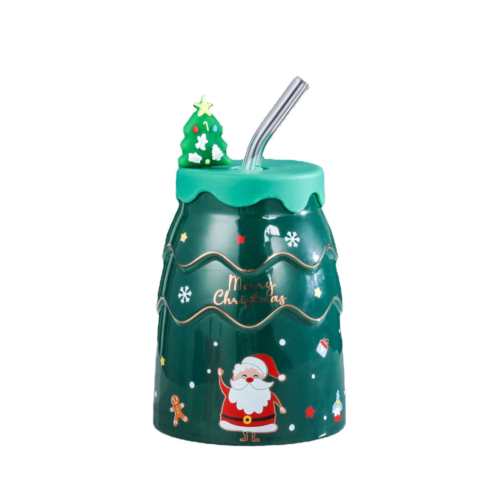 Flypeak New Arrival Nordic 400ml 450ml Santa Porcelain Gift Mug Christmas Ceramic Coffee Cup Mug Christmas Ceramic Mugs