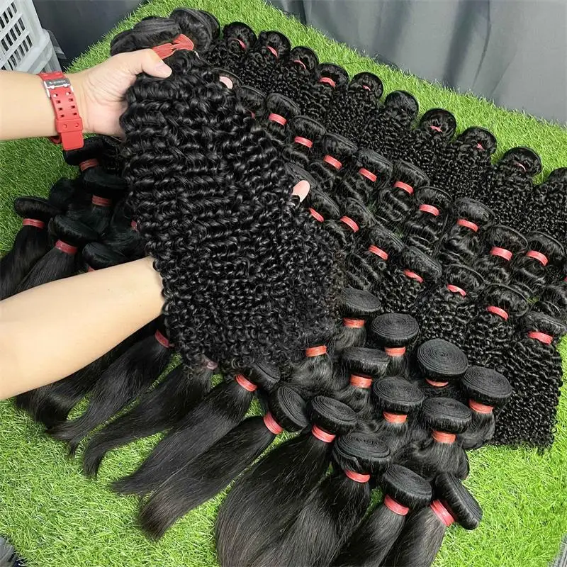 Factory Wholesale Raw Vietnamese Hair 100 Virgin Human Hair Bundles Raw Mink 3 Bundles With Lace Frontal Closure For Black Women