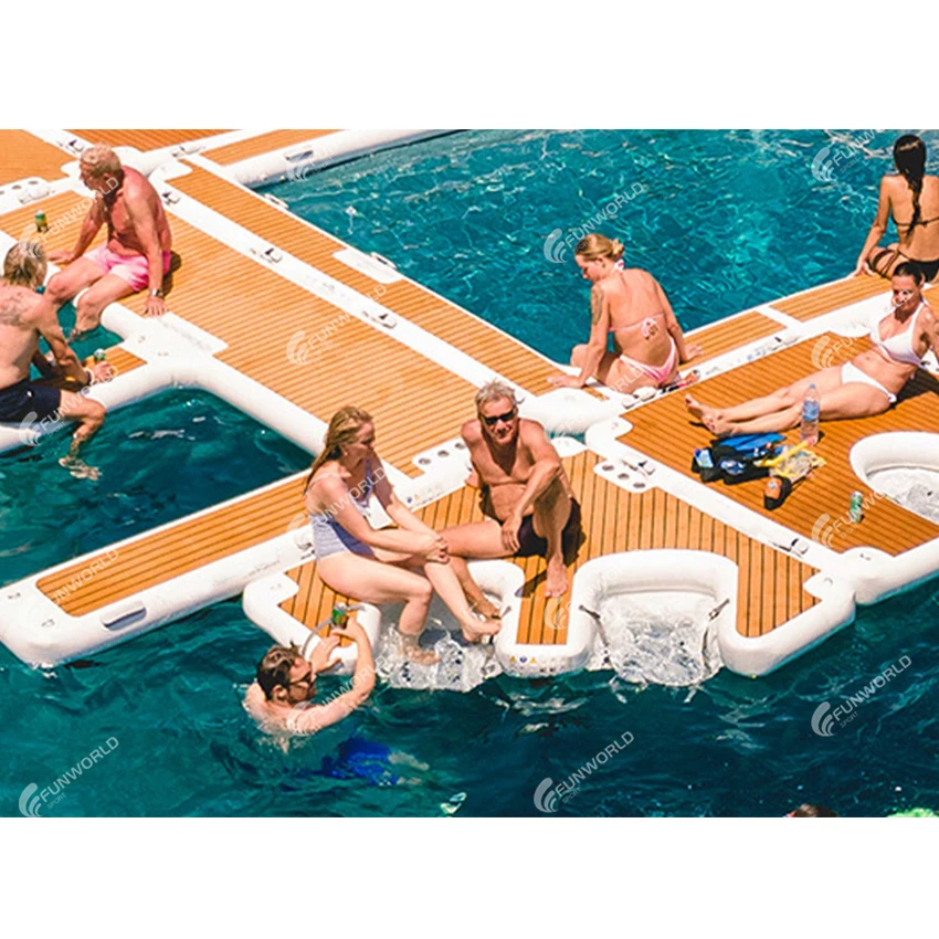 Drop stitch material inflatable floating jet ski dock inflatables custom jetski & seabob docks