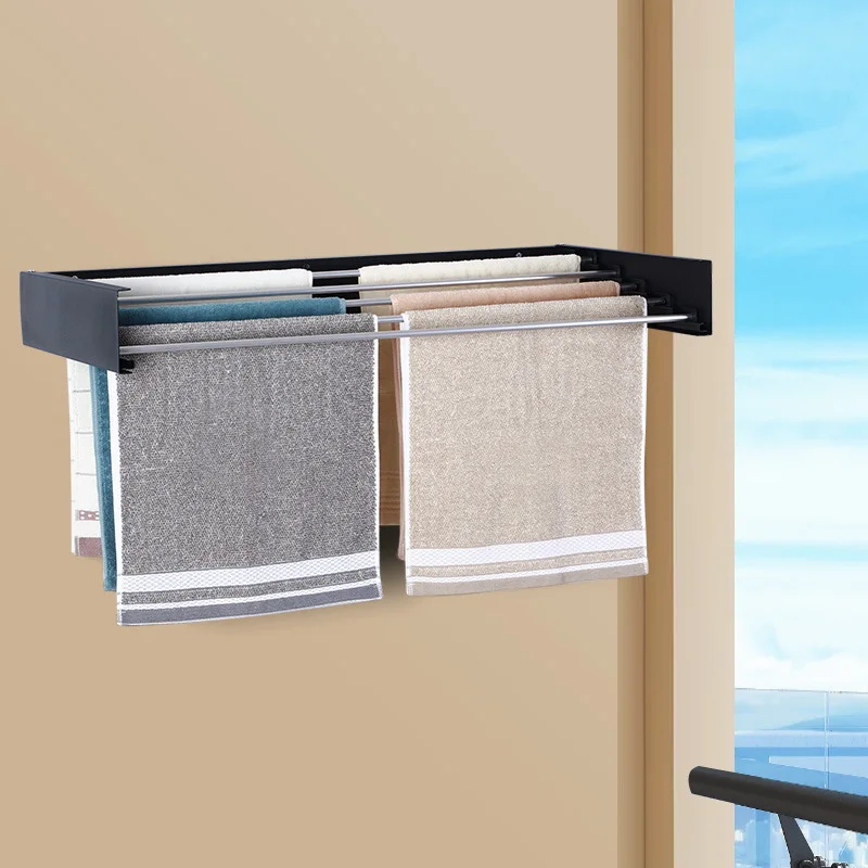 Laundry Drying Rack Collapsible, Wall Mounted Hidden Drying Rack for Laundry Room Wall Compact Clothes Drying Rack