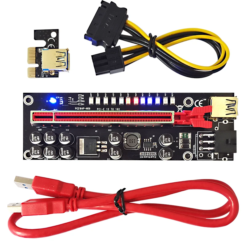 Pcie карта расширения Ver 011 pro plus PCI-E 1X до 16x Gpu 6pin Pci карта расширения V011pro plus10 конденсаторы 12 светодиодов в наличии