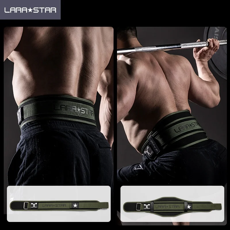 LS0878 Double Layer Weightlifting Belt EVA Material Army Green Waist Belt Support