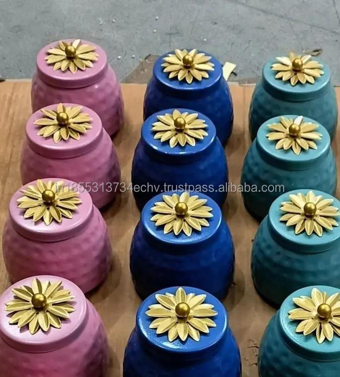 Hammered Metal Jars 4 inch with Lid Storage Jar for Wedding Gifts Baby Shower Return Gifts Candy Sweet Box