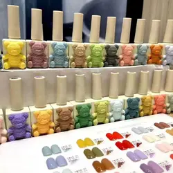 Amazon hot sale nails art supplies lovely bear nail polish kit  60 color soak off uv gel polish set with color plate for salon