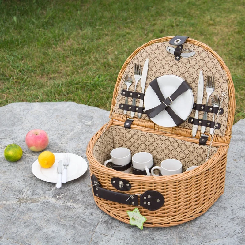 wicker picnic basket camping accessories  willow picnic basket gift box hamper baskets wholesale