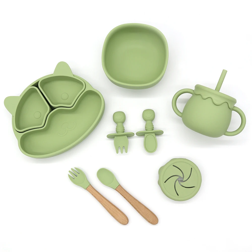 Manufacturer Wholesale New Design Toddler Solid Food Feeding BPA Free Suction Bowl Baby Silicone Plate Set