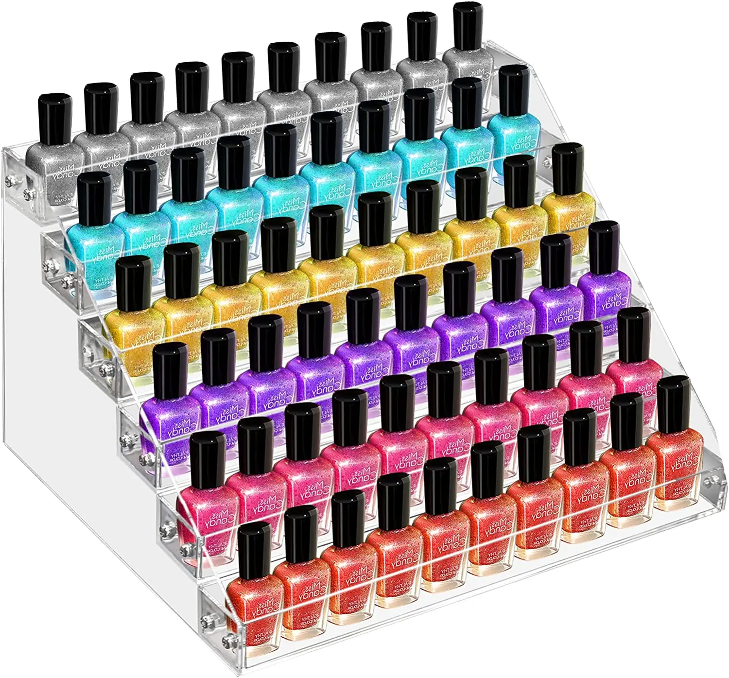 6 Tiers Nail Polish Shelf  Displays Stand Rack Acrylic Container 48Pcs Nail Chart Stick Polish Display Fancounter Top Display