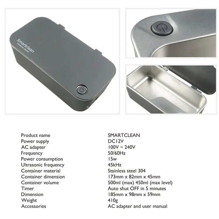 Smartclean ultrasonic cleaner machine  mini jewelry cleaner for glasses portable ultrasonic dental