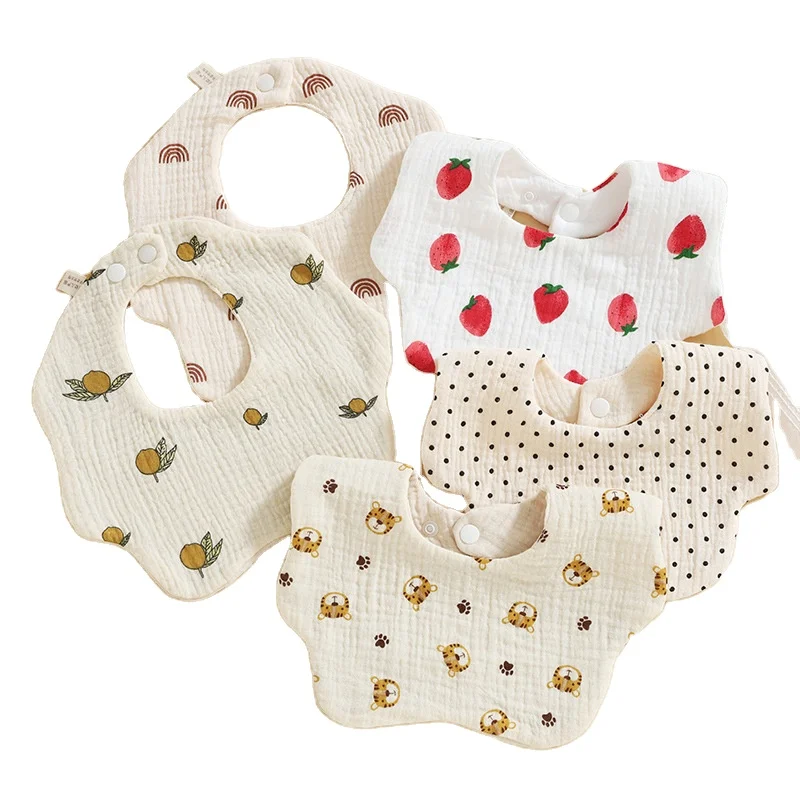 100% Organic Cotton Print 6 Layers Overall Drools Baby Smock Eating Bibs Coverall Baby Feeding Bibs for Girl Cotton