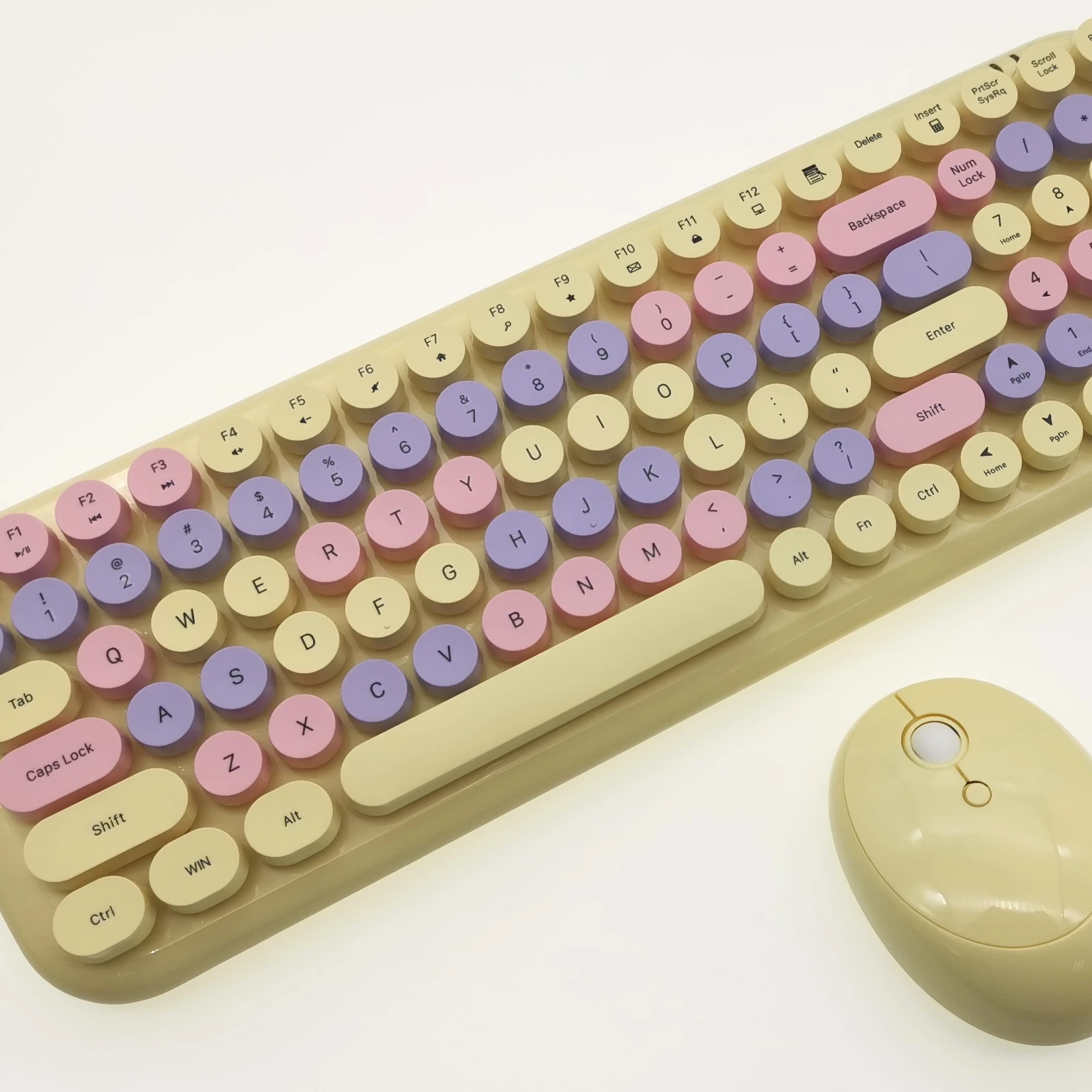 RF office keyboard mouse set combo for desktop laptop tablet 2.4g wireless gaming round keys mixed colour keyboard and mouse