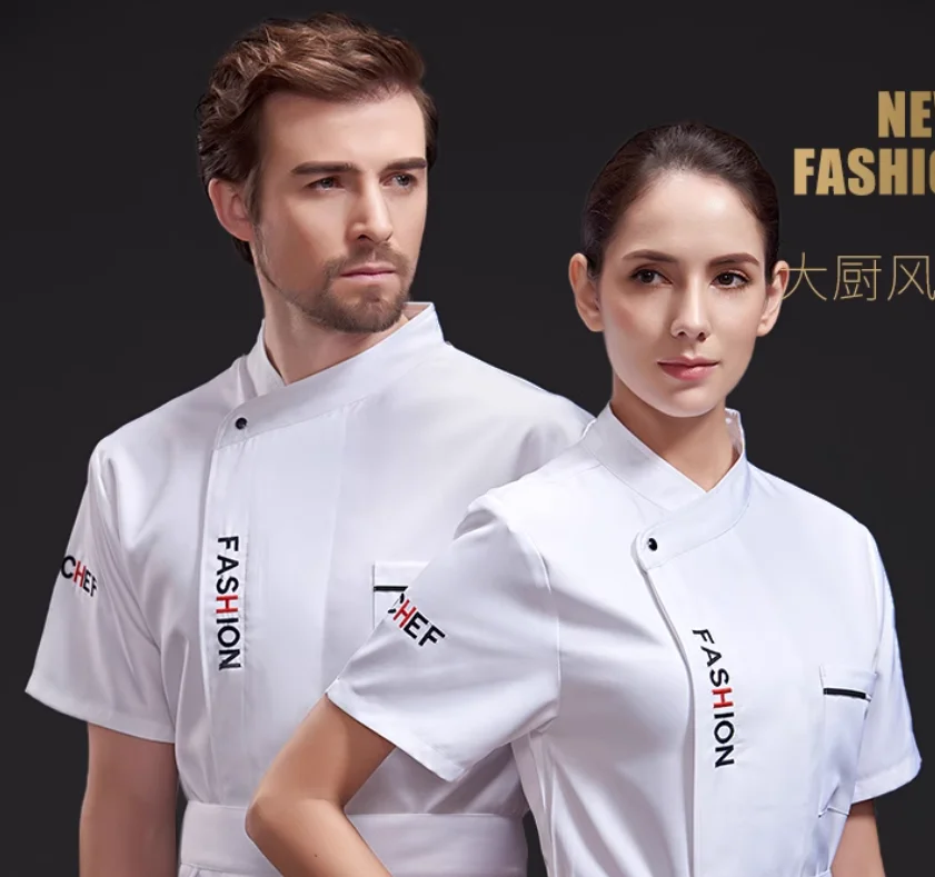 short sleeve chef uniform jacket cooking coats white chef uniform for hotel and restaurants