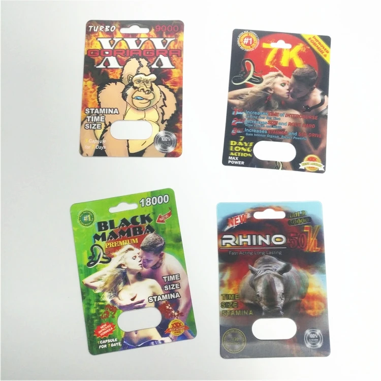 Male Enhancement Pills Blister Card Packing Rhino 69 Slide With Plastic Cover Bottle male Sexual performance enhancement