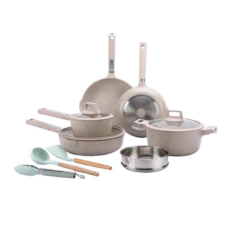 Popular 12pcs Die Cast Aluminum Pots And Pans Non-stick Cookware Set Square Pot Cookware Set