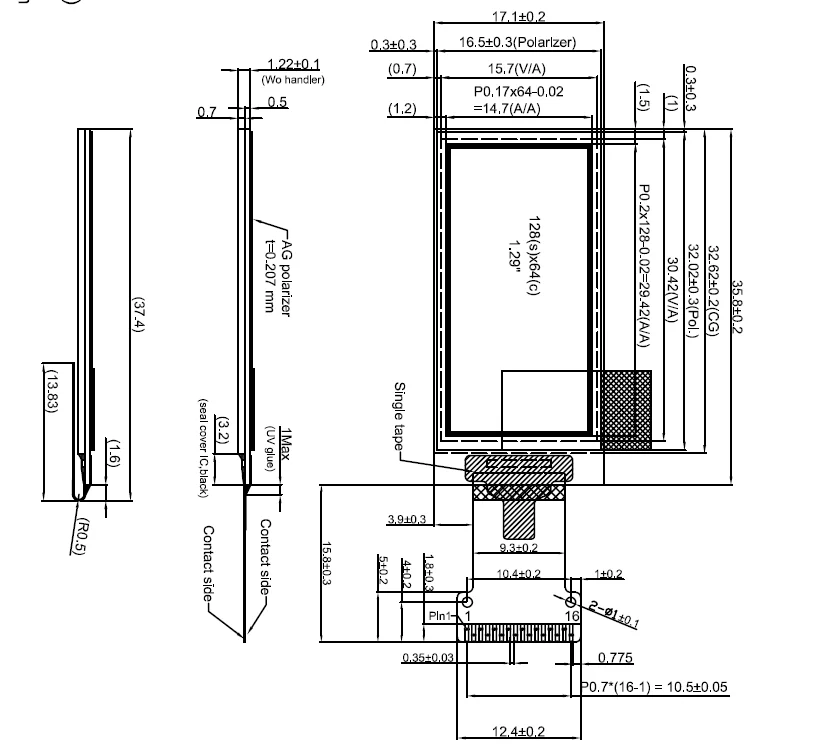 1.3 inch 64x128 OLED Display CH1116 lcd display