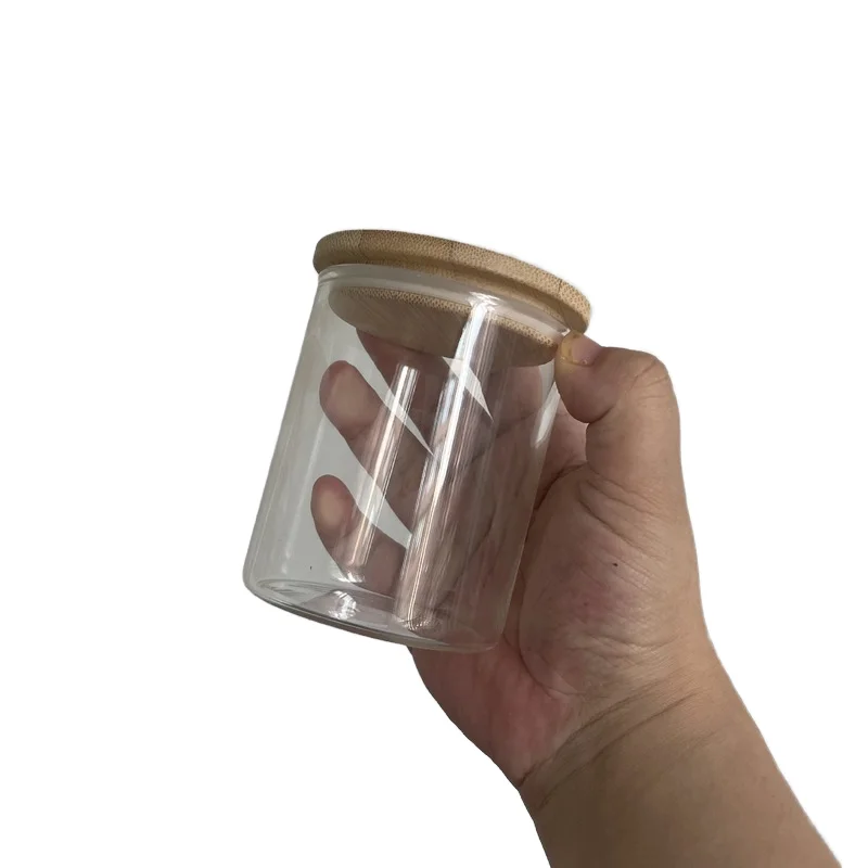 SHOWIN Frosted White 16 Pcs 7 OZ Glass Candle Jars with Wood Lids 16 Pcs Box Packed Empty Jar for Candle Making Sample Container