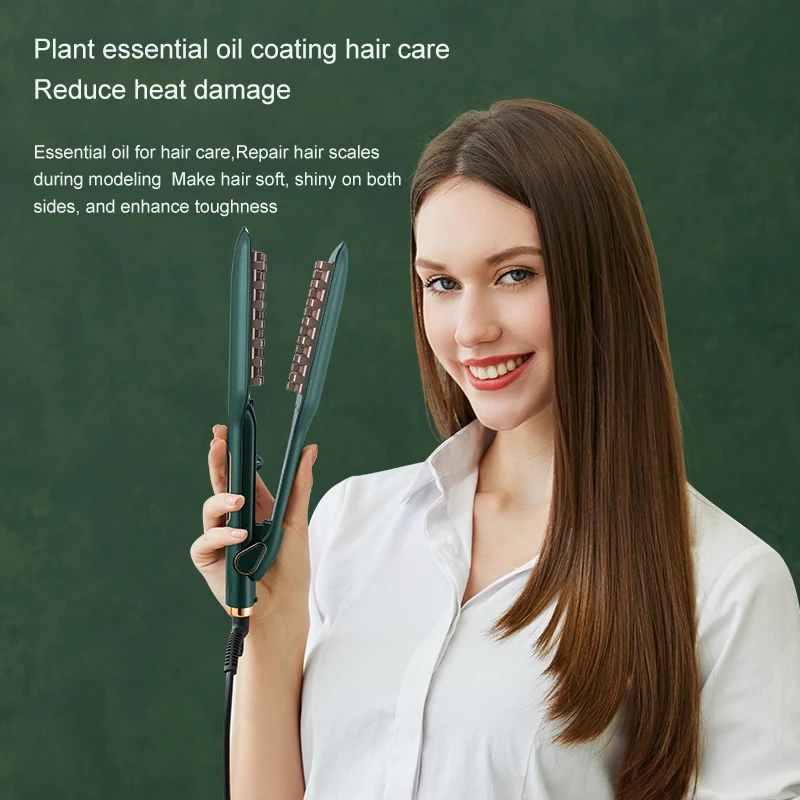 2022 Grid Hair Crimper Volumizer Ceramic Hair Curler Flat Iron Waver Negative Ion Volumizing Curling Styler Corn Perm Splint