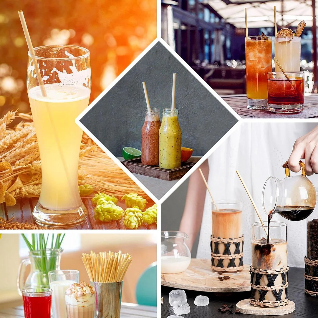 Custom Drinking Tool Biodegradable Compostable Natural Eco Wheat Straw Drinking Straws