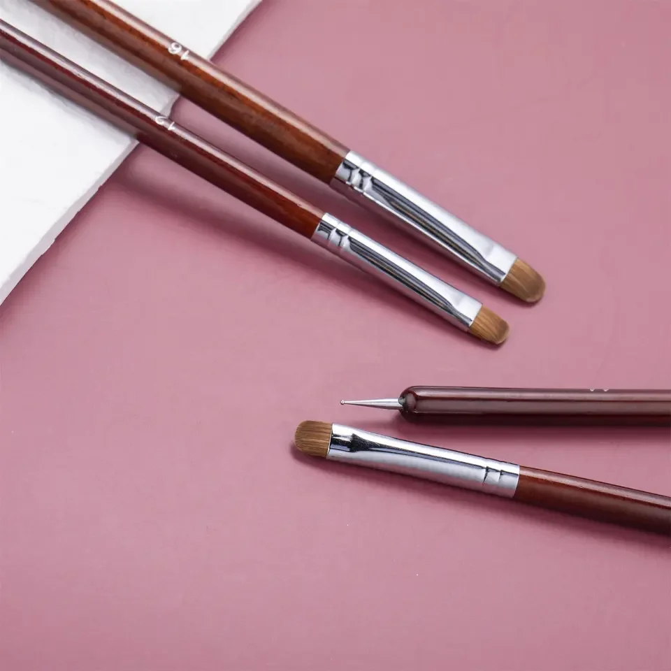 Custom Colors ODM & OEM Dual Heads High Quality Kolinsky and Acrylic Hair French Nail Brush