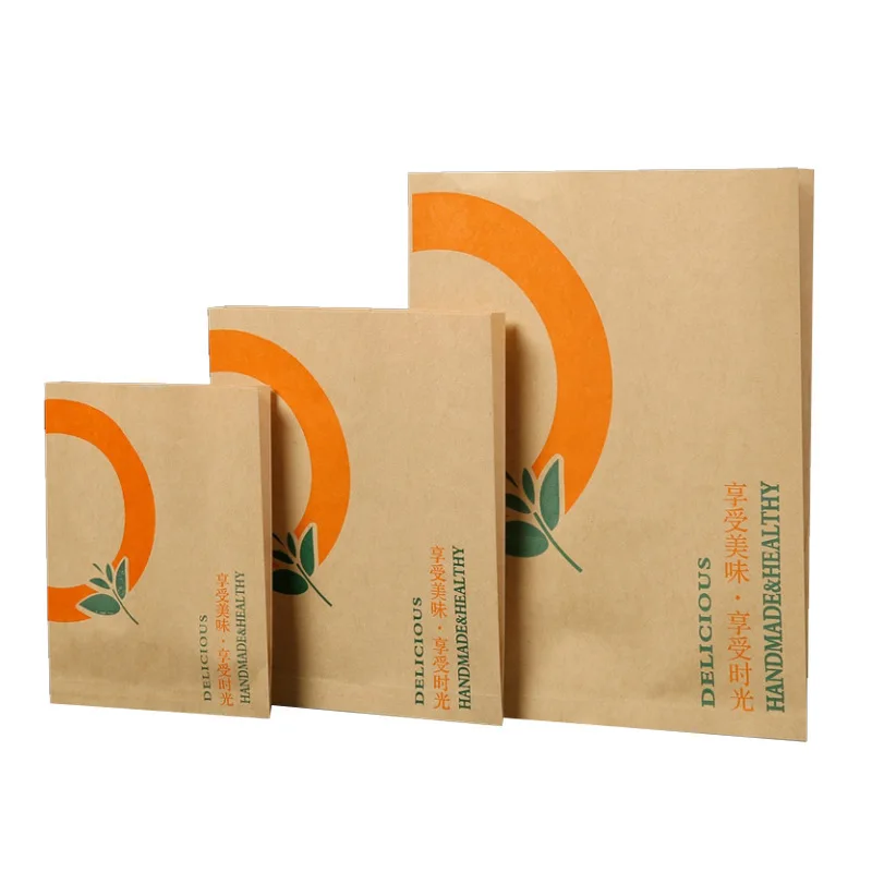 New Disposable Oil-Proof Food Meat Sandwich Pancake Hand-Grabbed Snack Packaging Kraft Paper Bag