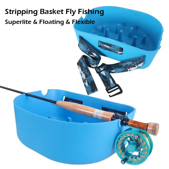 Exclusive flexible floating fly fishing stripping basket