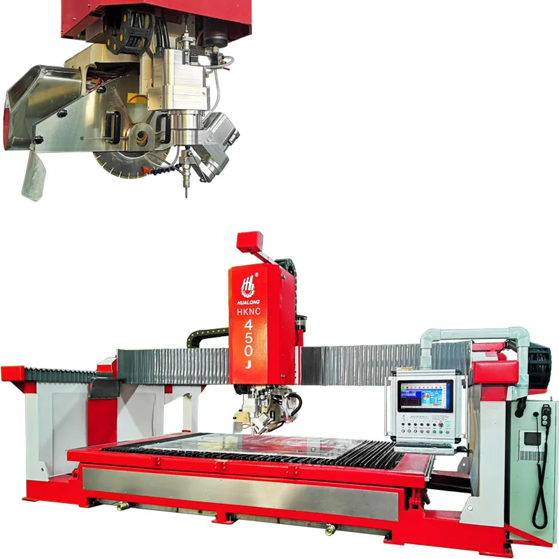 Hualong 5 Axis CNC Bridge Stone cutting and Milling Machine With Waterjet For Granite Marble Waterjet Countertop Cutting Machine
