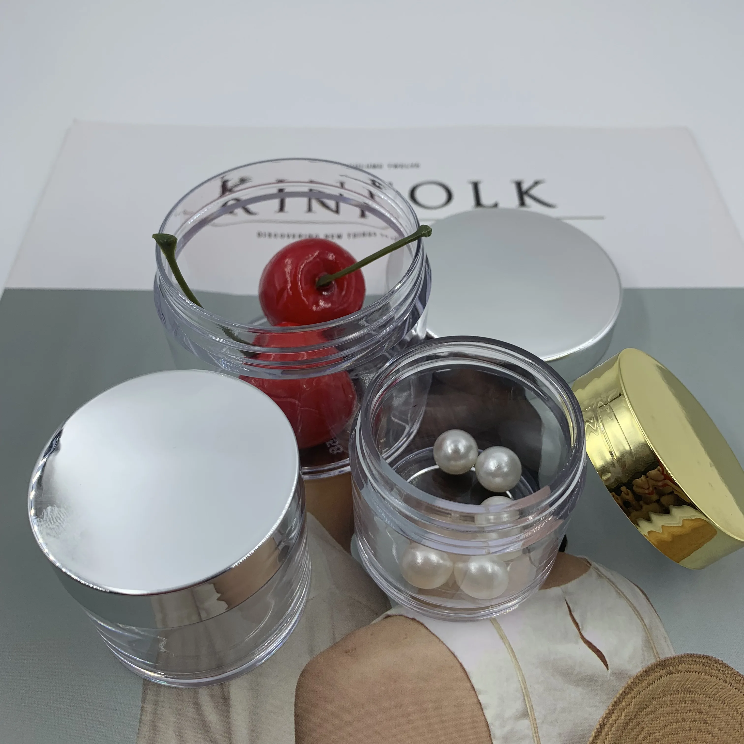 Акция 20 г 30 г 1 унция ps Прозрачные пустые пластиковые маленькие косметические банки упаковочный контейнер для крема банка с rosegod серебристо-розовый