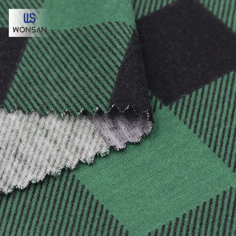 China High Quality Polyester Spandex Garment T-shirt Cloth Yarn Dyed Plaid Printed Jersey Knitted Fabric