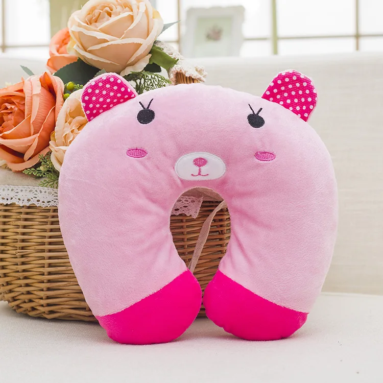 Cartoon Animal Panda Bear Cat Frog Pig Tiger Bunny Stuffed Plush Toys Portable U-shaped Neck Pillow Waist Protection Rag Doll