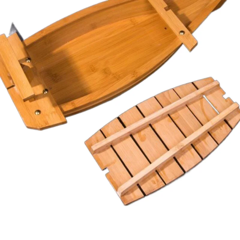 Wholesale Cheap Handmade Seafood Platter Cold Dishes Ship Japanese Cuisine bamboo Sushi Boat Serving Tray for Hotel Restaurants