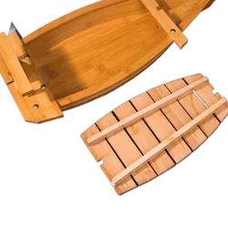 Wholesale Cheap Handmade Seafood Platter Cold Dishes Ship Japanese Cuisine bamboo Sushi Boat Serving Tray for Hotel Restaurants