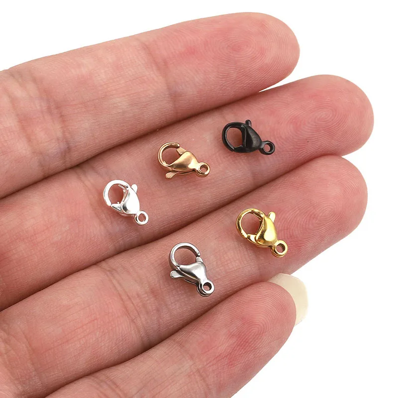 9mm 12mm 10mm -19mm Stainless Steel Gold Plated Jewelry Hooks Keychain Bracelet Necklace Brooch Lobster Clasps