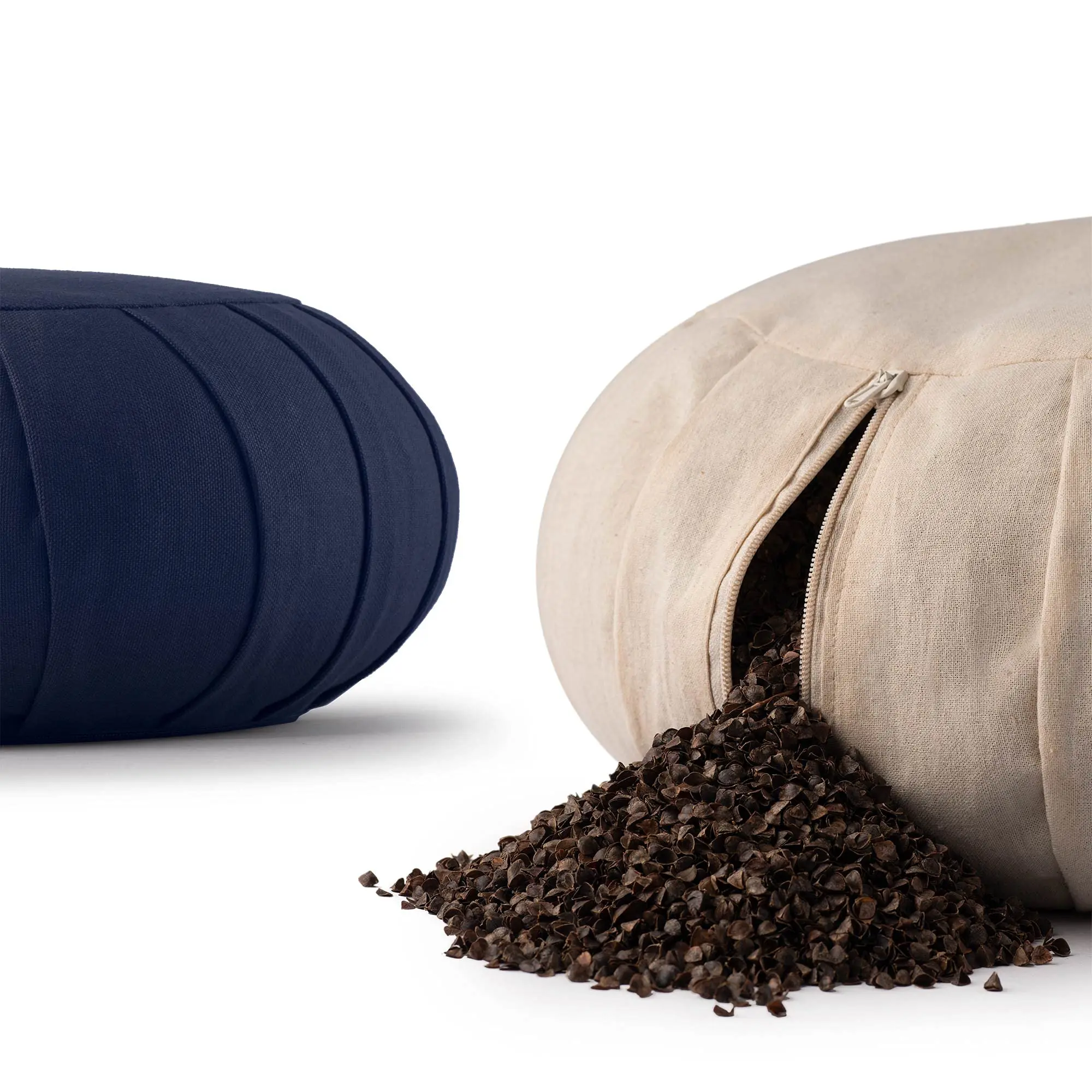 Organic Zafu Floor Pillow Round Buckwheat Husk Filled Yoga Meditation Cushion