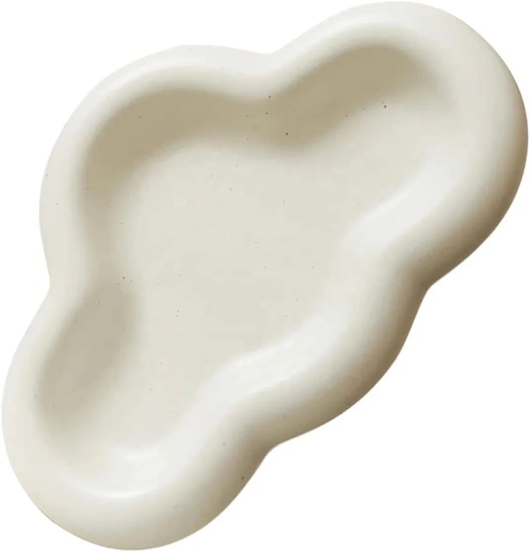 Creative Irregular Cute Cosmetic Storage Tray Cloud Shaped Ceramic Jewelry Holder Trinket Tray