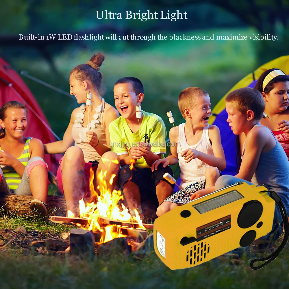 Hand Crank Radio Emergency Solar Weather Radio With Led Flashlight Survival Kit & Headphone jack 3.5m