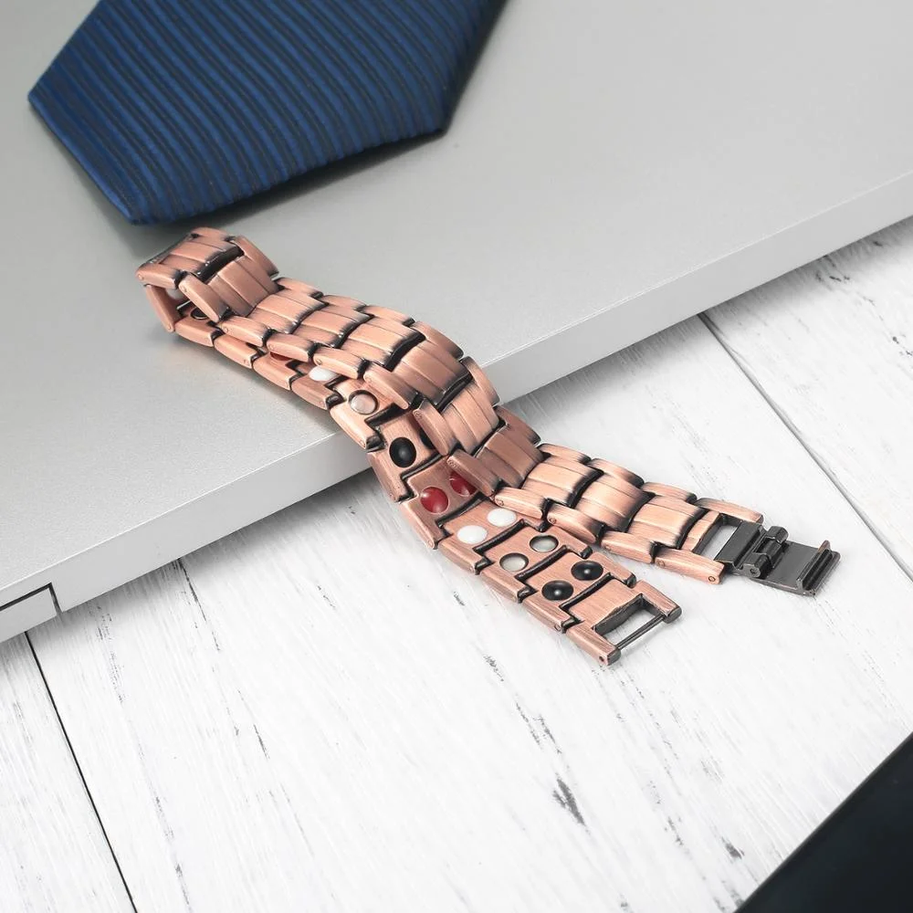 Pure Red Copper Bracelet Magnet Women Men Red Copper  Energy Health Bracelet Elegant Titanium Magnetic Therapy Bracelets