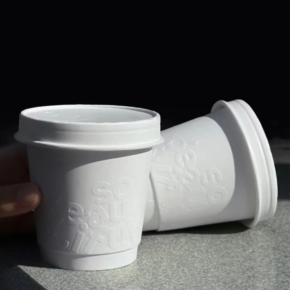 Limonpack Customized Biodegradable New Design Disposable Embossing Double Wall 10oz Coffee Paper Cup
