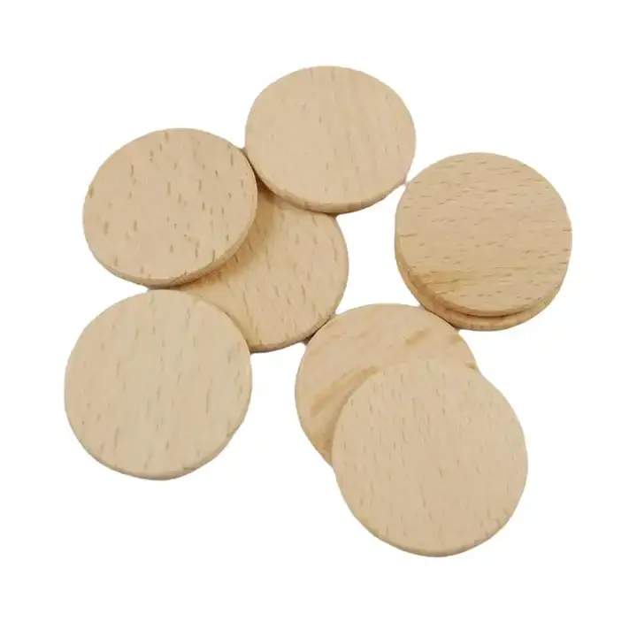 Nature blank beech wood round discs craft wooden tags wafer 5cm Solid Wooden Coins Rounds Cutouts Tokens for Crafts christmas CE