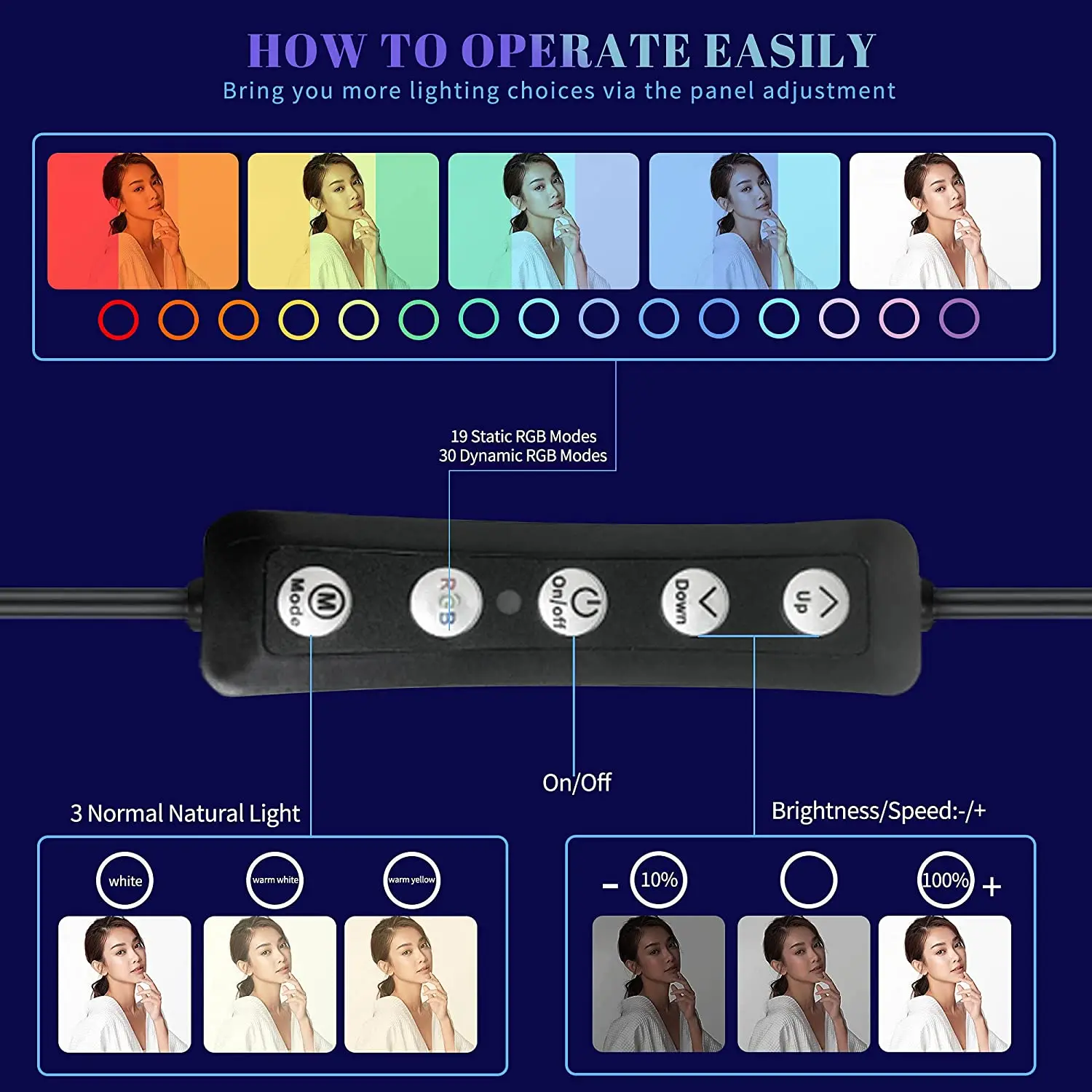 Wholesale Professional Customized 10 inch Portable Lighting Coloful DC5V 6/8/10 inch LED Dimmable RGB Selfie Stick Ring Light