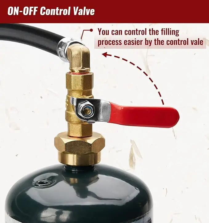 3 Feet Propane Refill Adapter Hose with Gauge and ON/Off Control Valve, Extension Propane Refill Hose